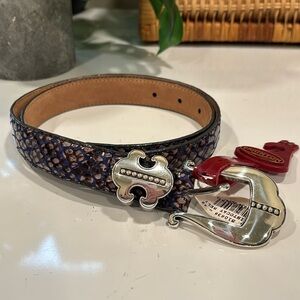 Brighton Aristocat Blue, Grey, and Black Python Embossed Belt NWT